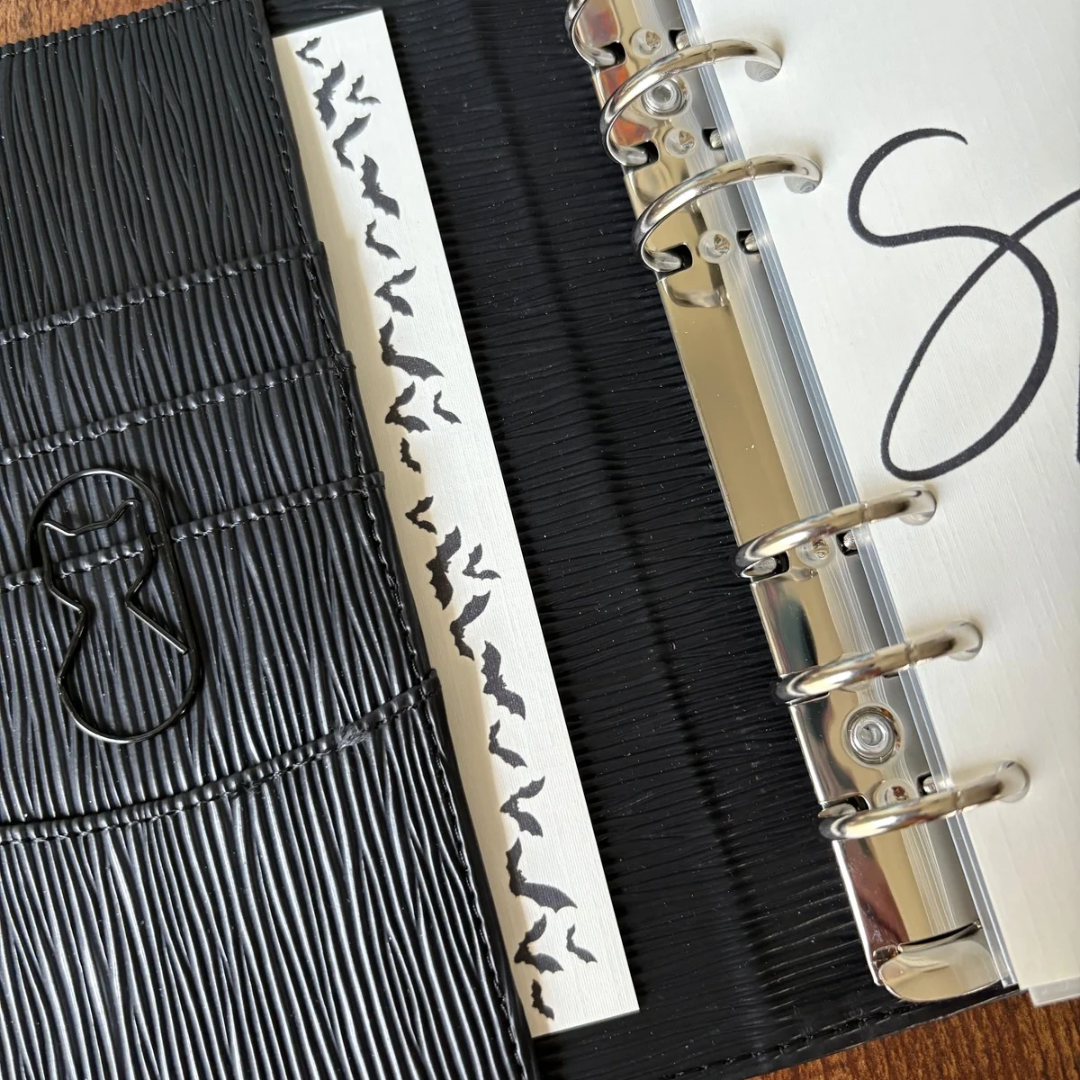 Noir Bats Linen Pocket Planner Card A6 Binder Decor