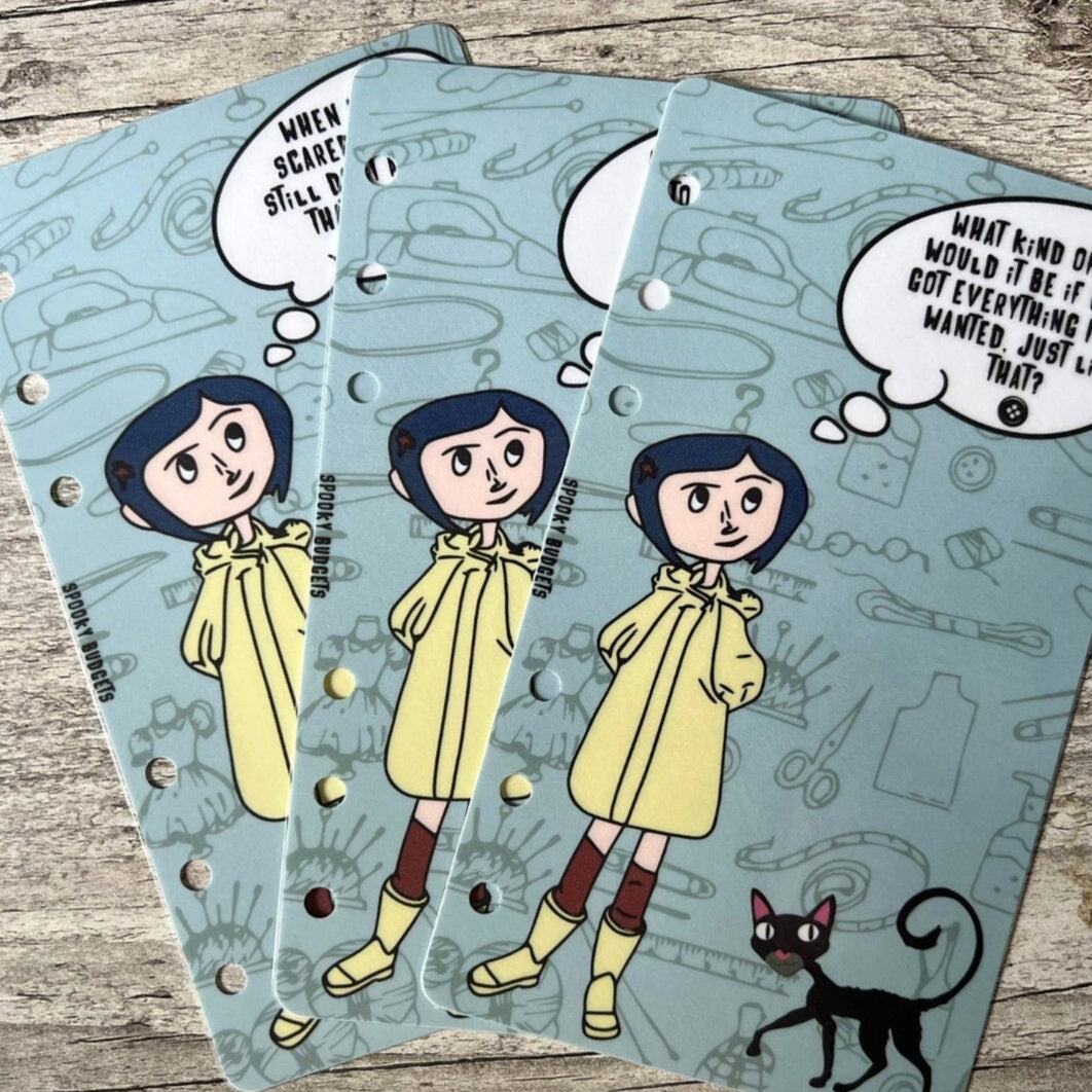 Button Girl A6 Binder Dashboards Laminated w/ Various Quotes
