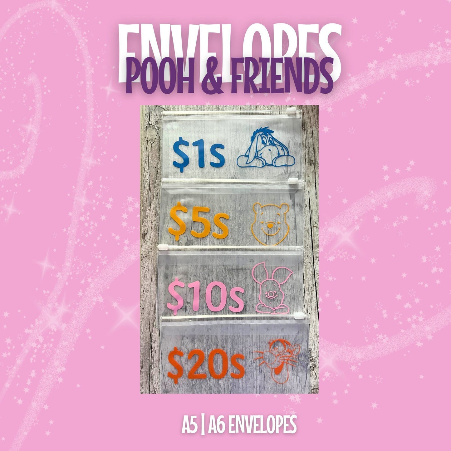Bear & Friends A6 A5 Envelopes for Savings Challenge 1,5,10,20