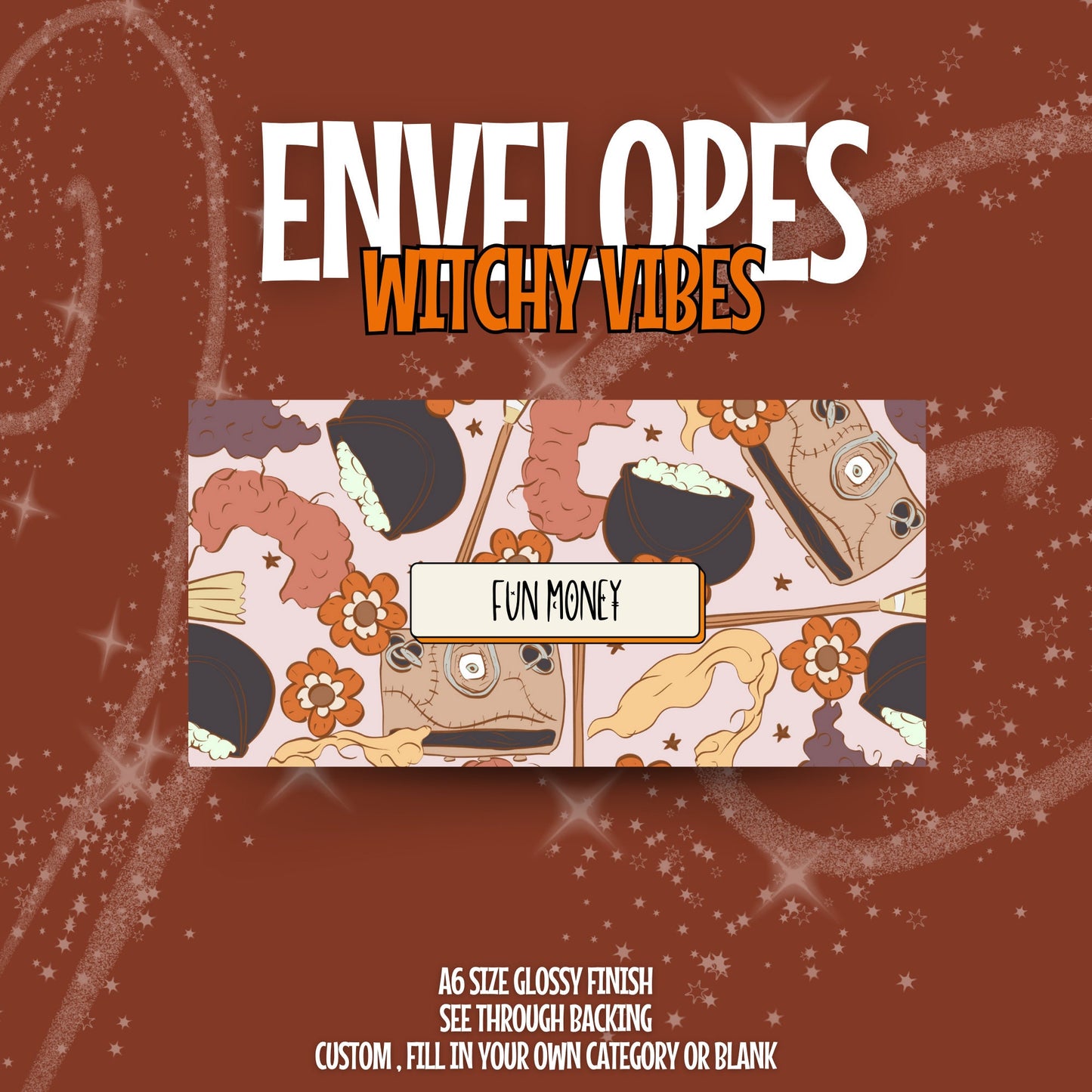 Witchy Vibes Cash Envelope A6 Laminated Custom Categories