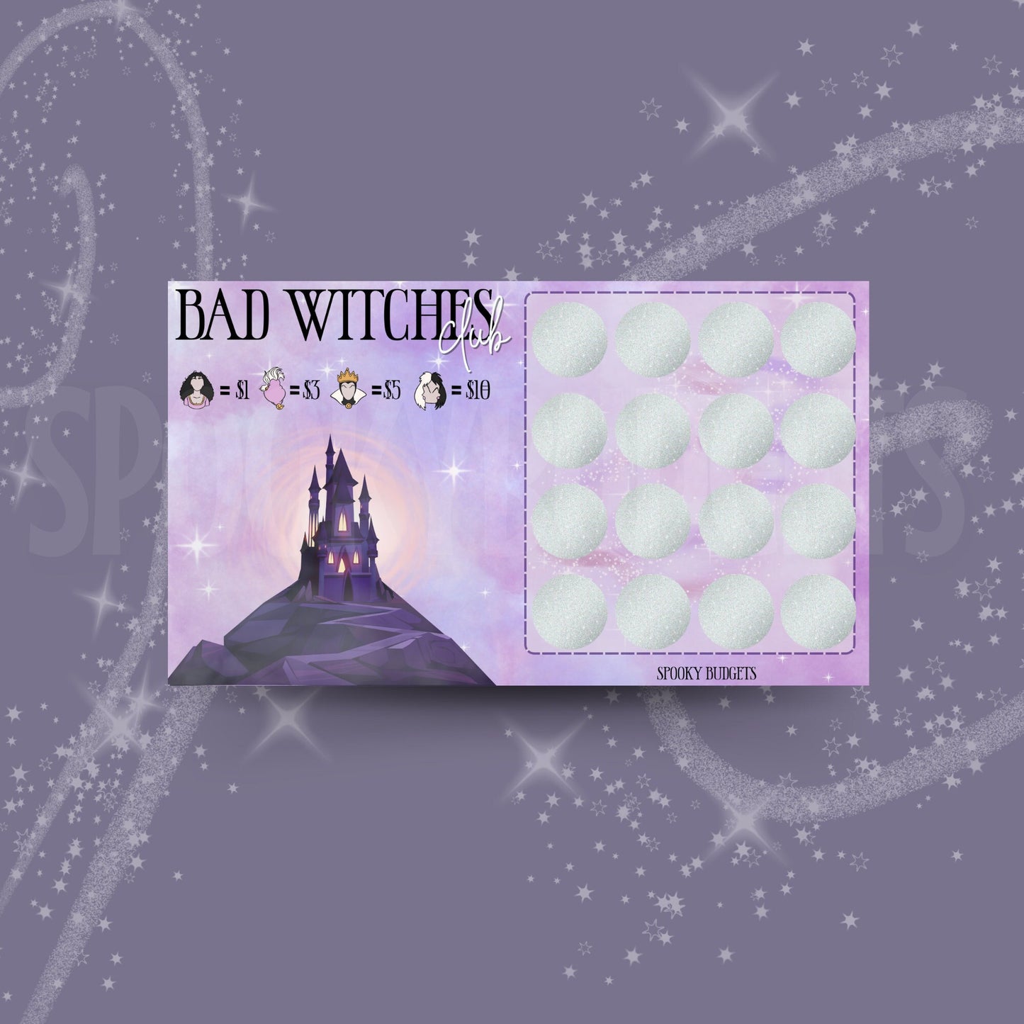 Bad Witches Club Scratch & Save Cash Savings Challenge A6 Laminated w/ Envelope Add on 60+ 100+ Total Saving
