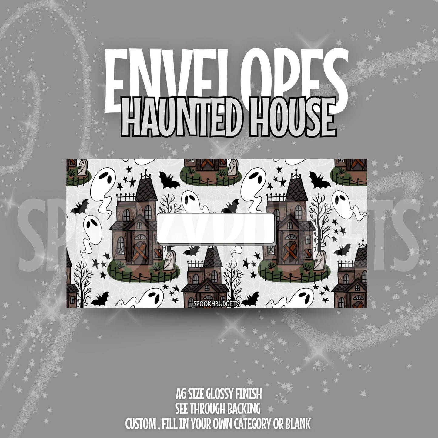 Haunted House Cash Envelope A6 Laminated Custom Categories