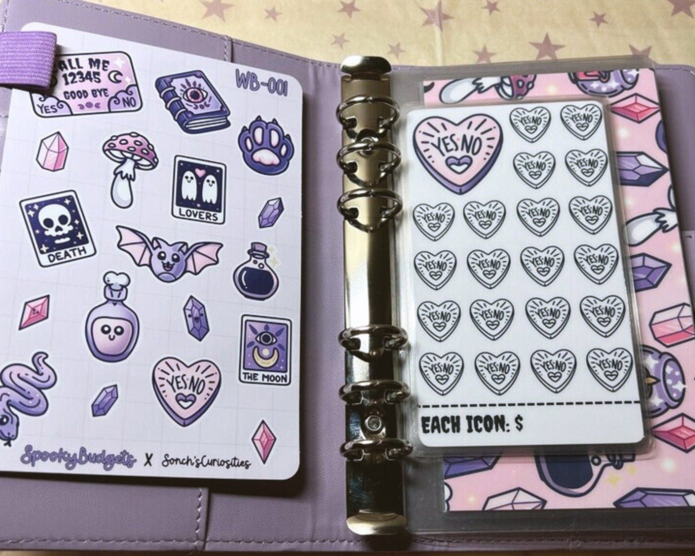 Pastel Witch Budget Binder A6 Laminated Custom Cash Envelopes w/ Trackers & Sticker Sheet