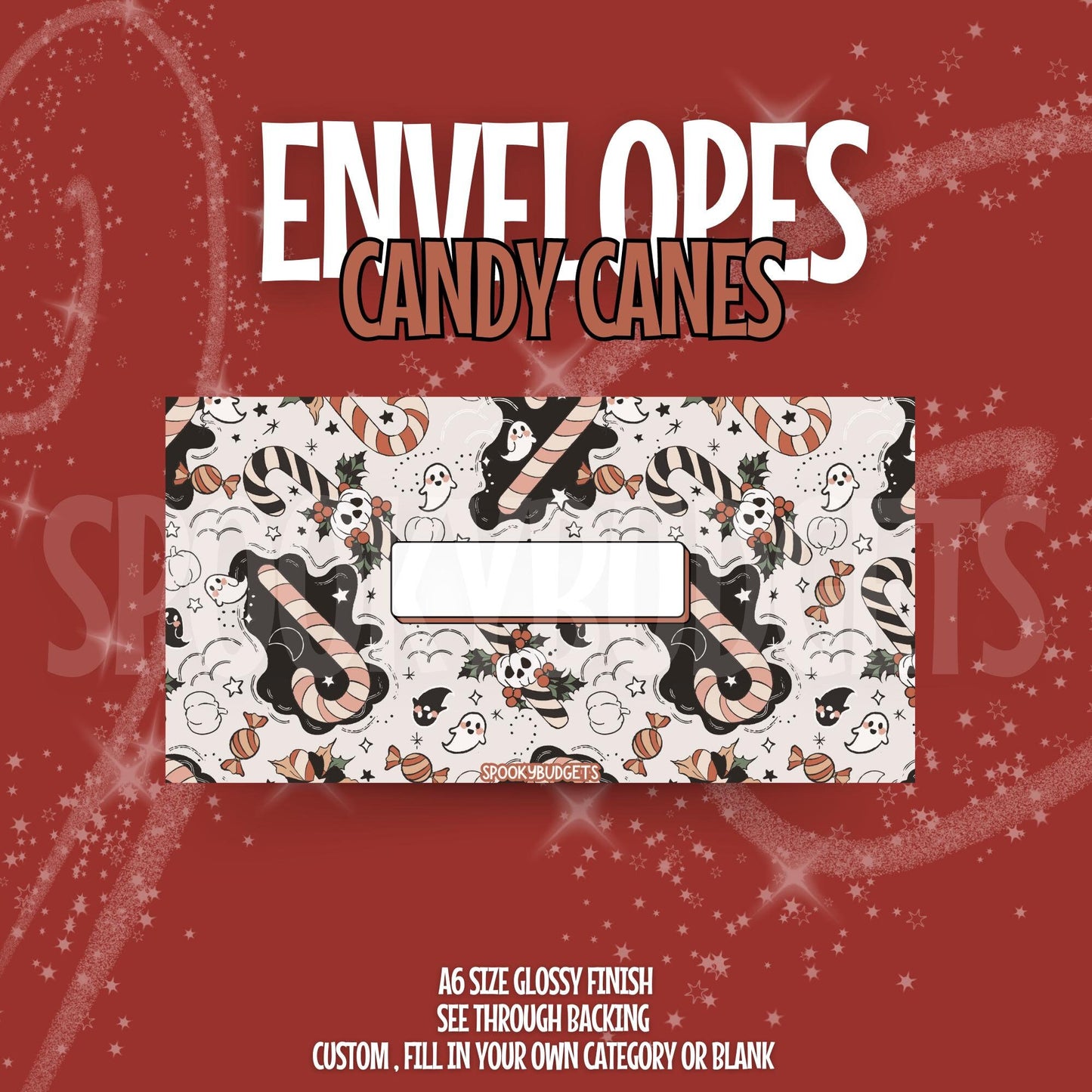 Candy Canes Cash Envelope A6 Laminated Custom Categories