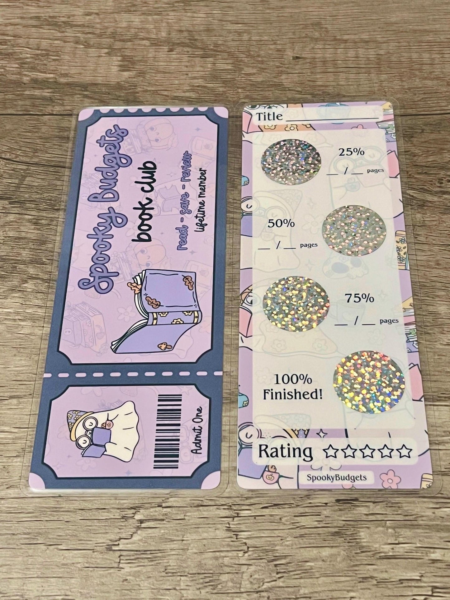 Spooky Budgets Book Club Bookmark Laminated Read & Save Scratch off Challenge Two-sided