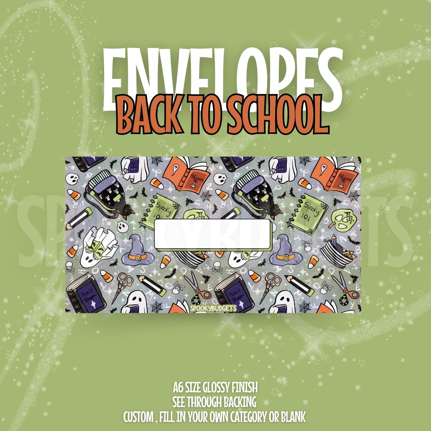 Back to School Cash Envelope A6 Laminated Custom Categories