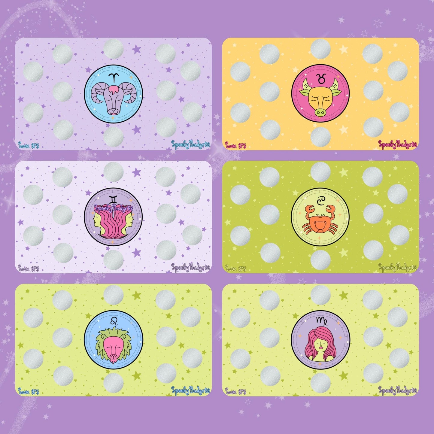 Zodiac Scratch & Save Cash Savings Challenge A6 A5 75 Total Savings