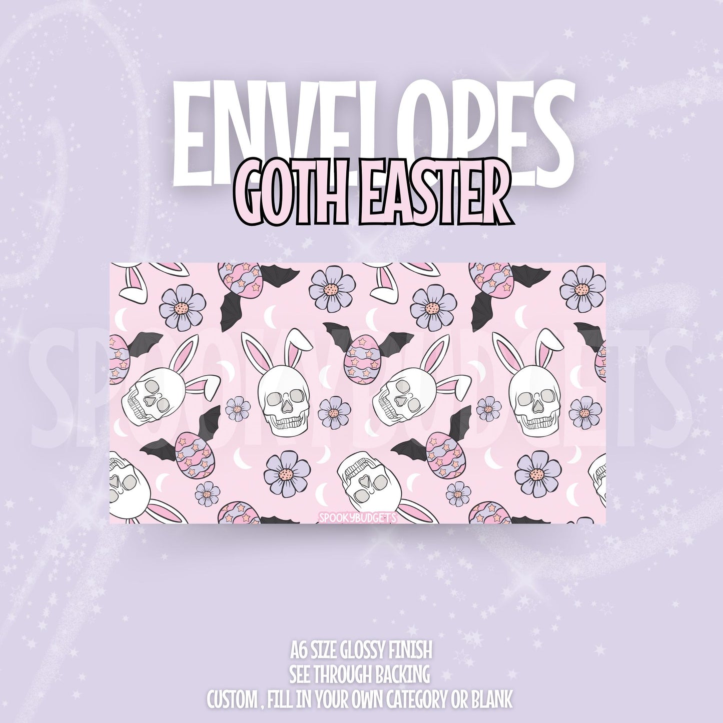 Goth Easter Cash Envelope A6 Laminated Custom Categories