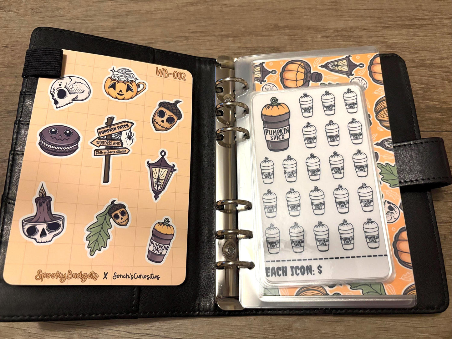 Spooky Autumn Budget Binder A6 Laminated Custom Cash Envelopes w/ Trackers & Sticker Sheet