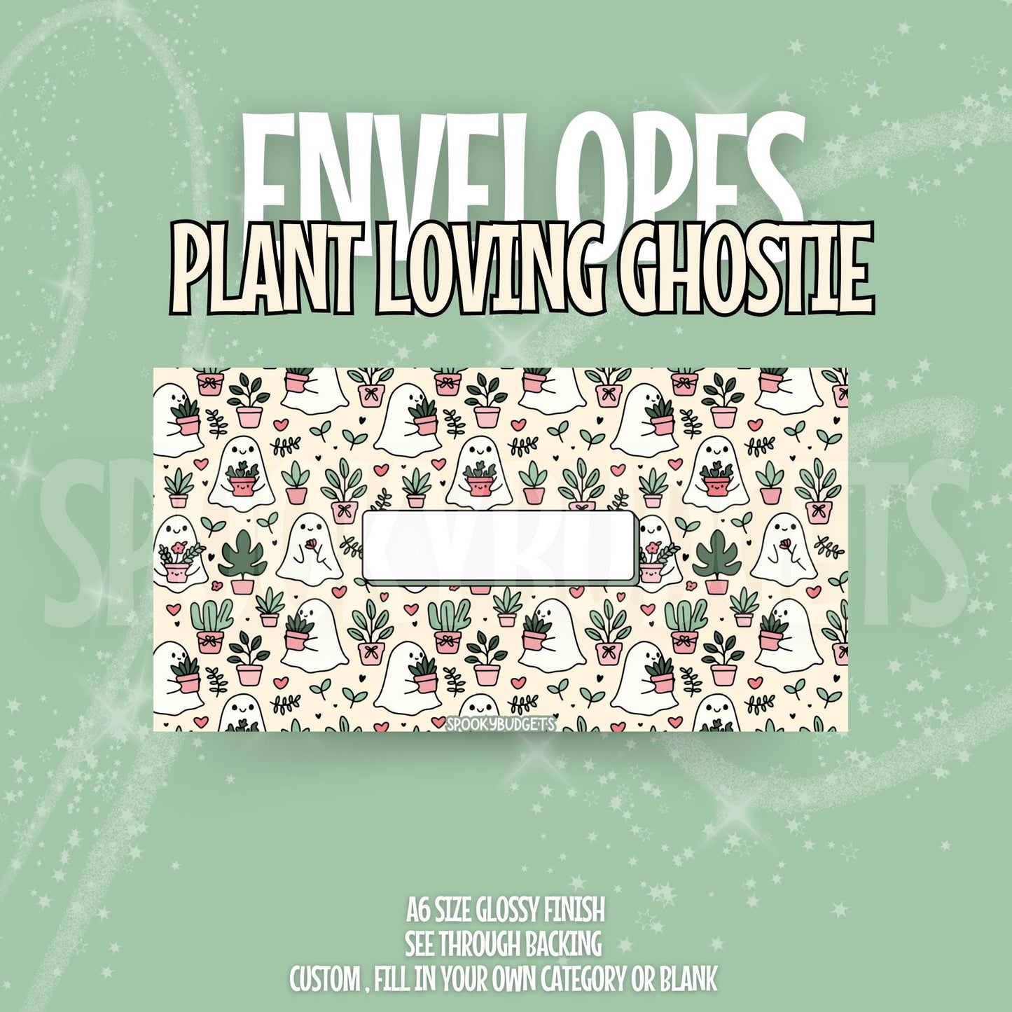 Plant Loving Ghostie Cash Envelope A6 Laminated Custom Categories