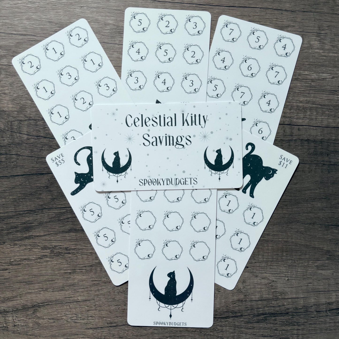 Celestial Kitty Savings Challenge Set of 7 w/ Dashboard A6
