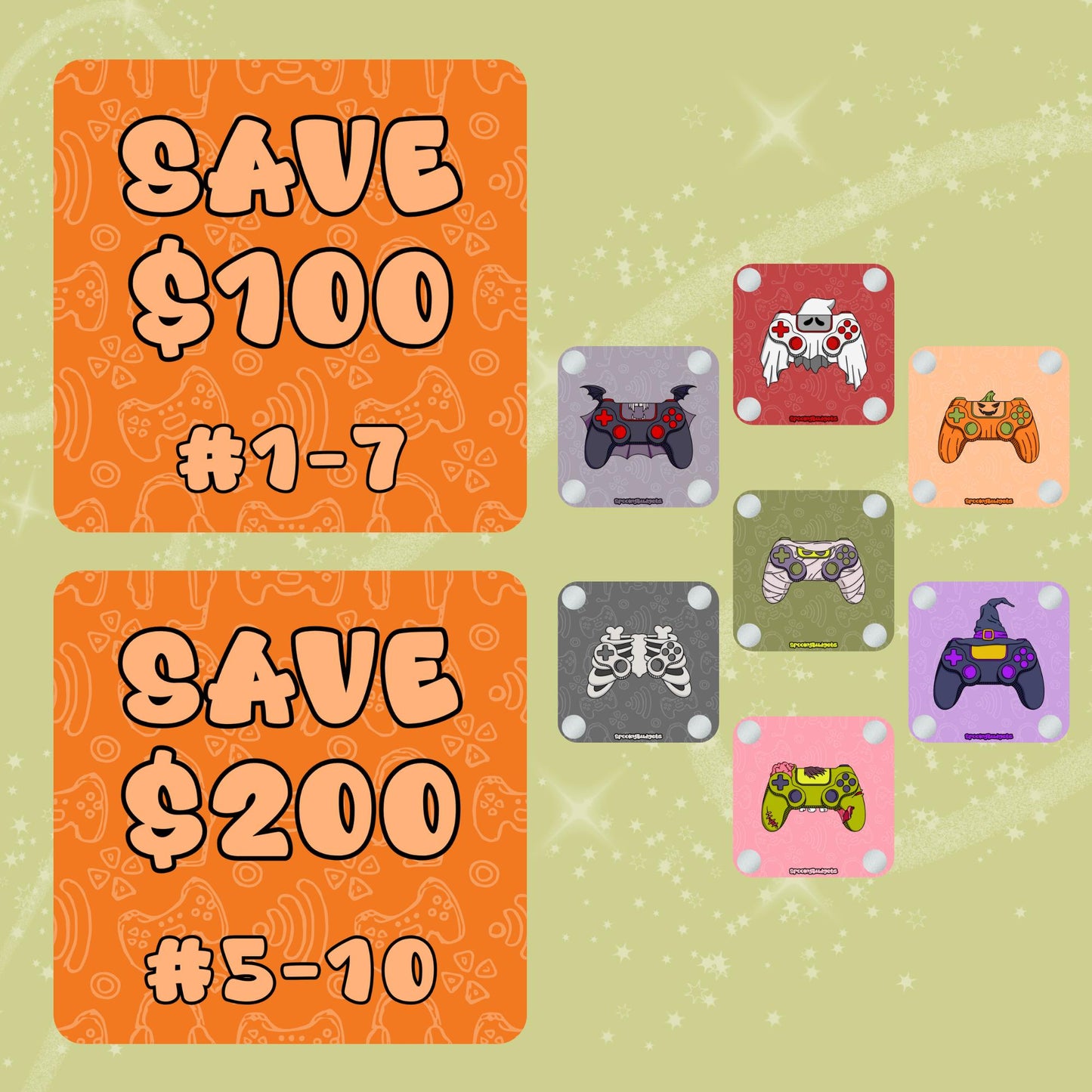Spooky Gamer Mini Scratch & Save Set of 7 Challenges 100/200 Total Savings