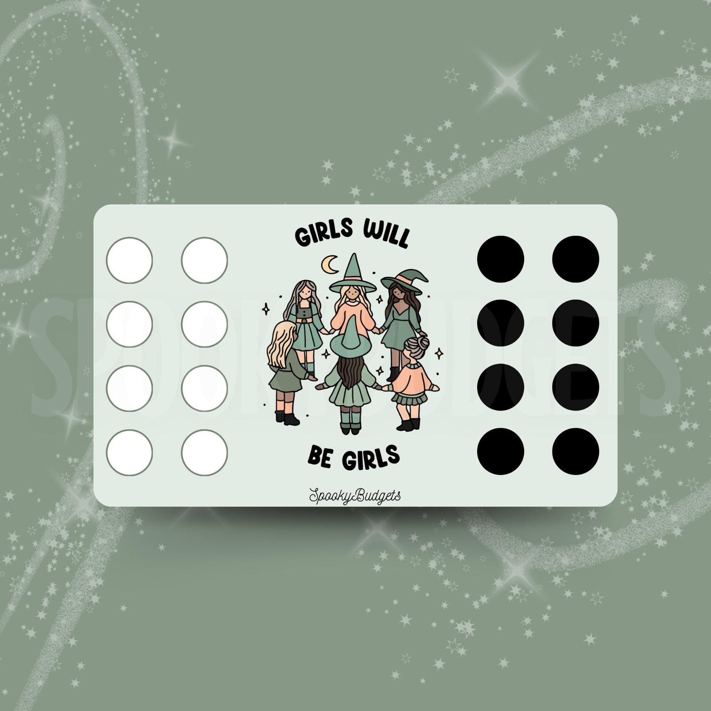 Girls Will Be Girls Roll/Scratch & Save Challenge Laminated A6 A5 50+ Total Savings