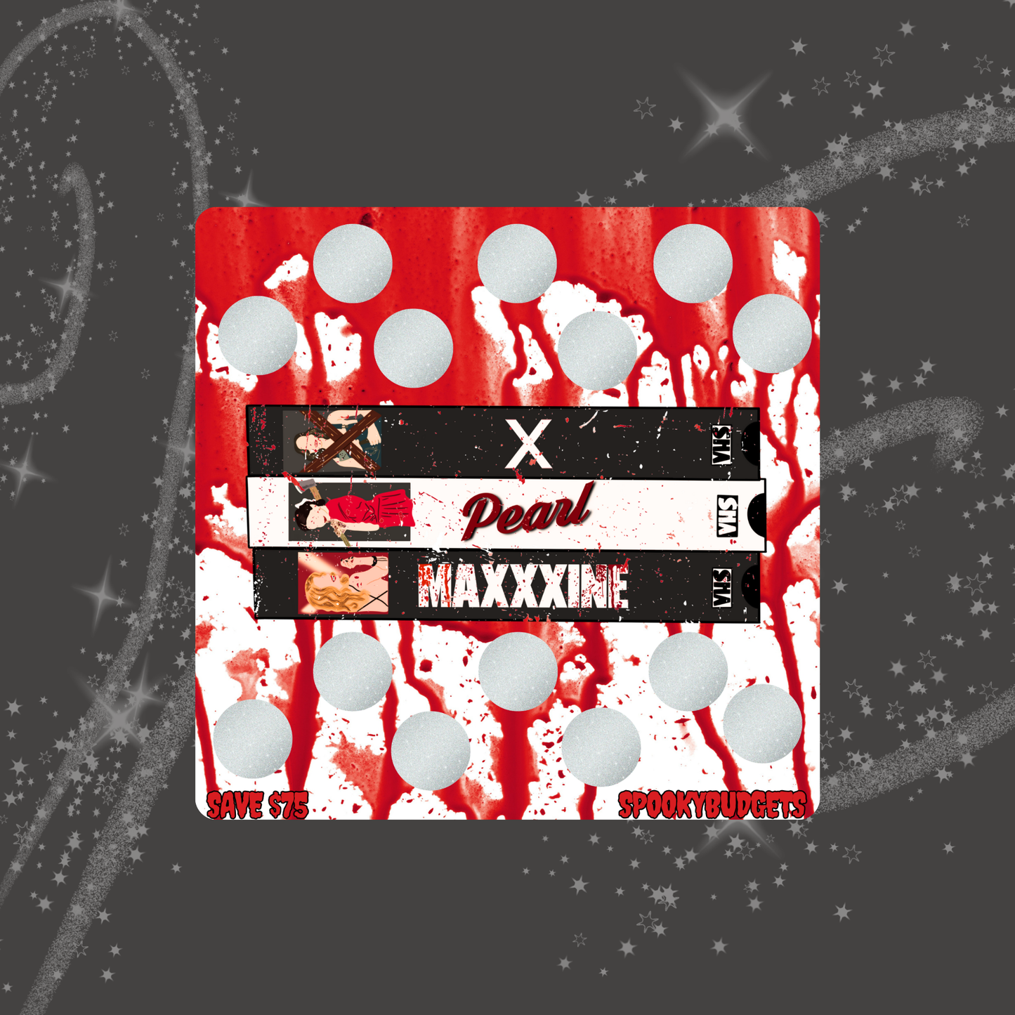 Horror VHS Stack Scratch & Save X Movie Trilogy A5 5x5