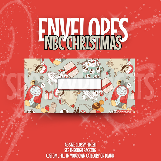 NBC Christmas Cash Envelope A6 Laminated Custom Categories