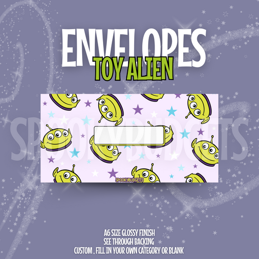 Toy Aliens Cash Envelope A6 Laminated Custom Categories