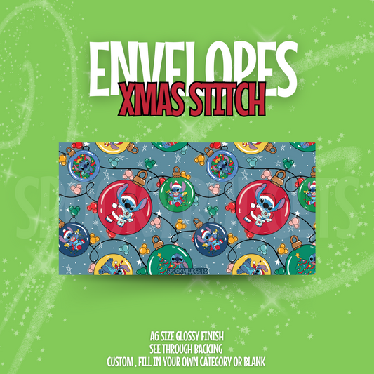 Xmas Stitch Cash Envelope A6 Laminated Custom Categories