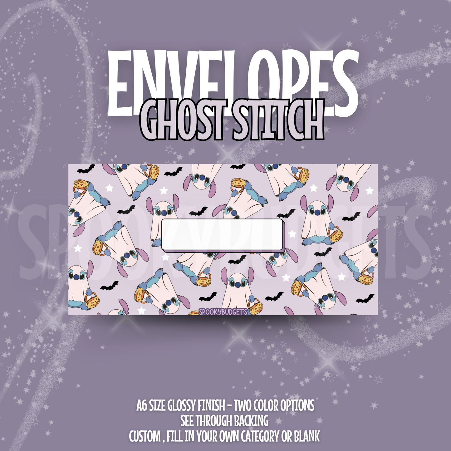 Ghost Stitch Cash Envelope A6 Laminated Custom Categories