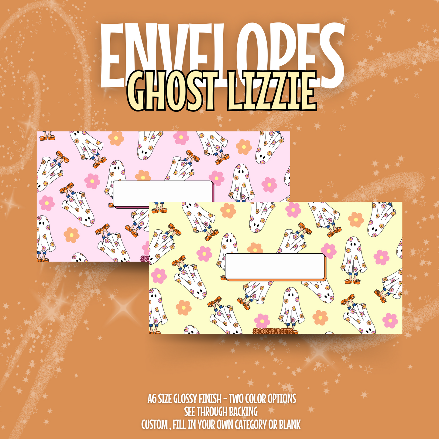 Ghost Lizzie Cash Envelope A6 Laminated Custom Categories