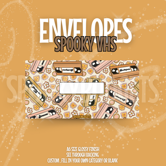 Spooky VHS Cash Envelope A6 Laminated Custom Categories