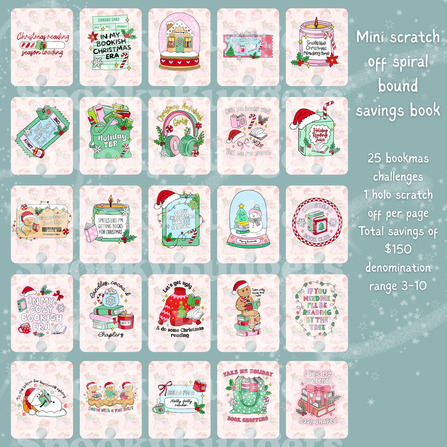 25 Days of Bookmas Scratch & Save Challenge Mini Book 150 Total Savings