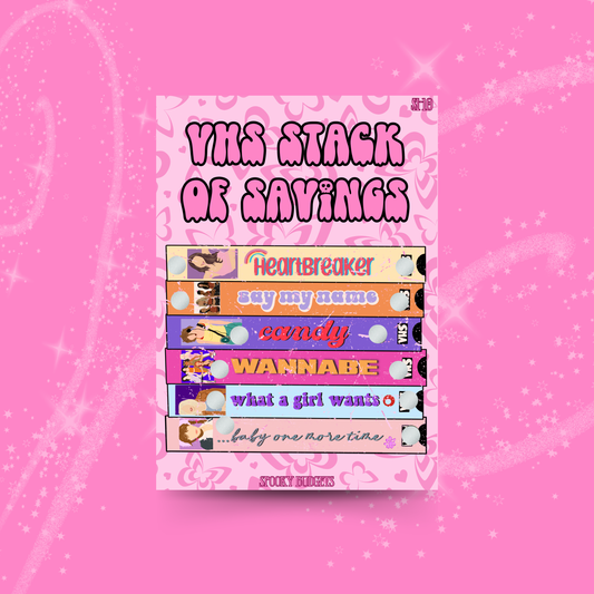 90s Pop Hits VHS Stack of Savings Scratch Off Movies Challenge A5 5x7