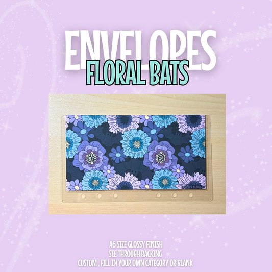 Floral Bats Cash Envelope A6 Laminated Custom Categories