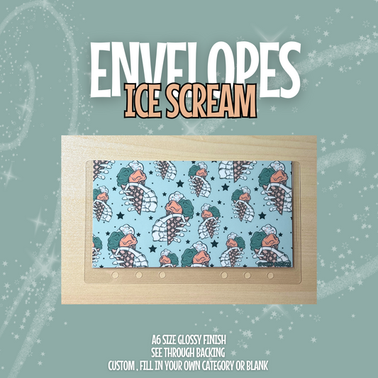 Ice Scream Cash Envelope A6 Laminated Custom Categories