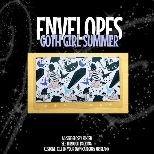 Goth Girl Summer Cash Envelope A6 Laminated Custom Categories