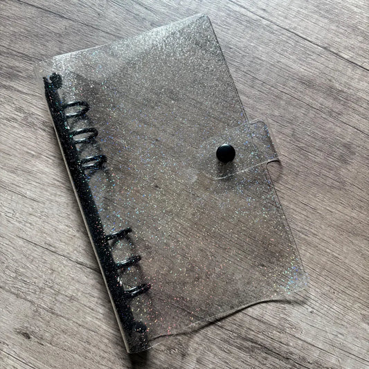 A6 Glitter Transparent Binder w/ Black Accents SpookyBudgets Exclusive