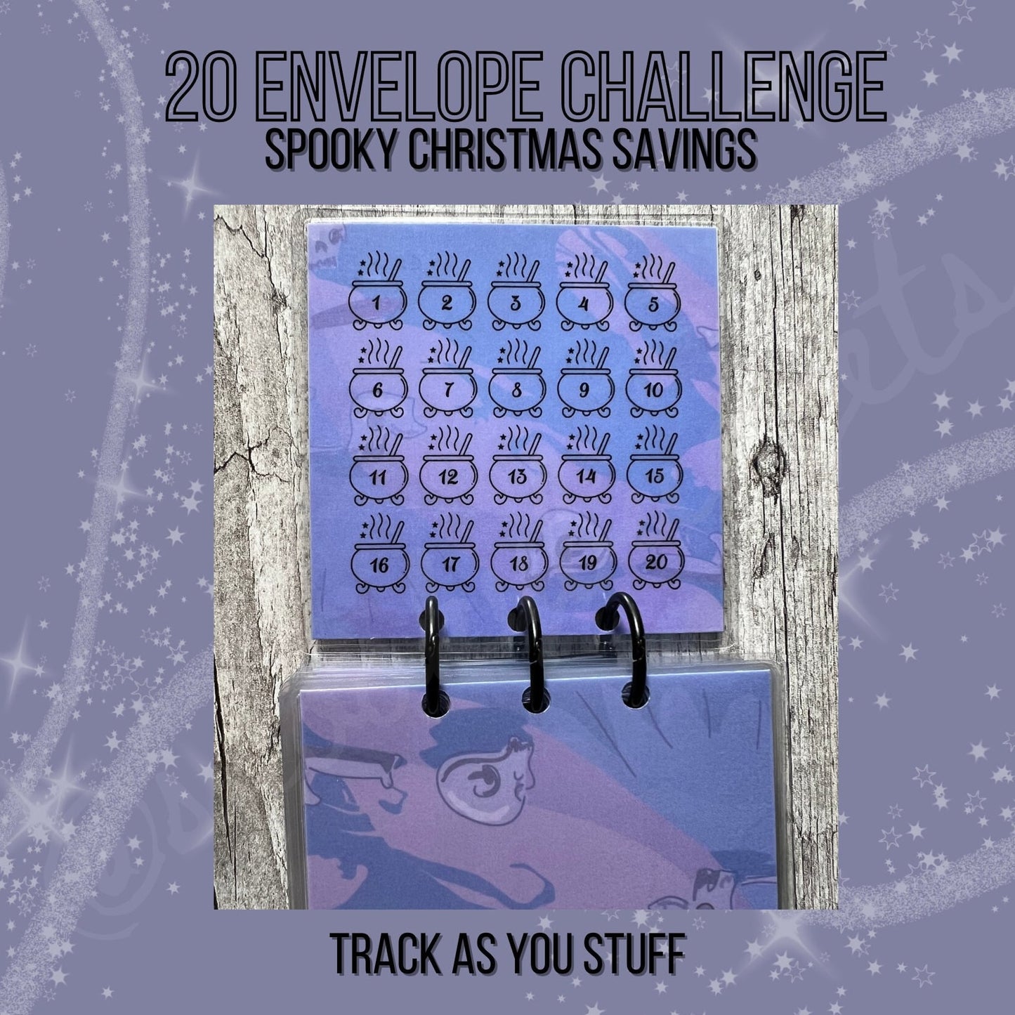 Spooky Christmas 20 Envelope Savings Challenge Cauldron Mini Binder