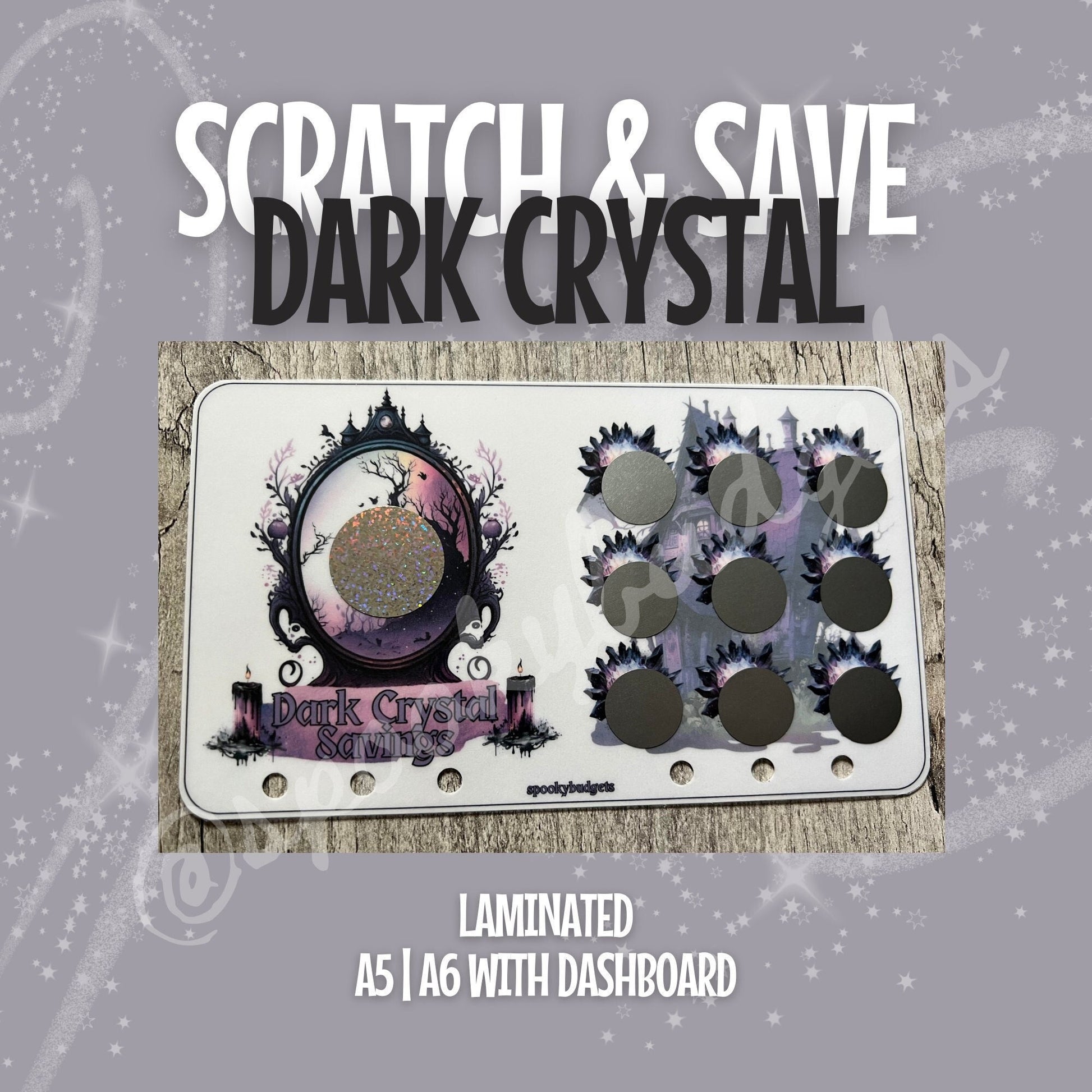 Dark Crystal Scratch & Save Laminated Challenge w/ Dashboard Insert A6 A5 65 Dollar Savings + Bonus Mystery Mirror