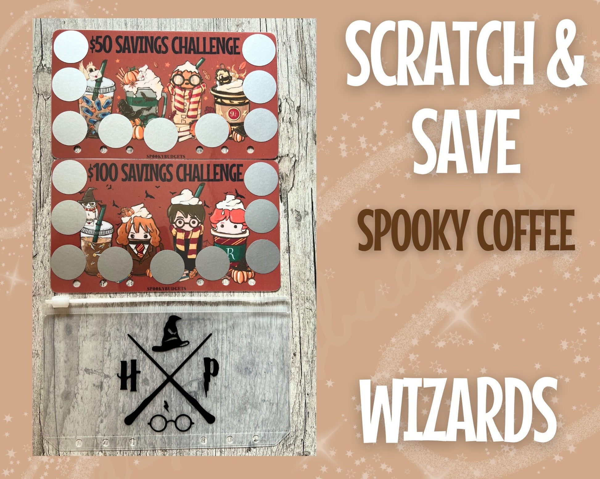 Spooky Coffee Scratch Off Savings Character Themed 50/100 Savings Set of 2