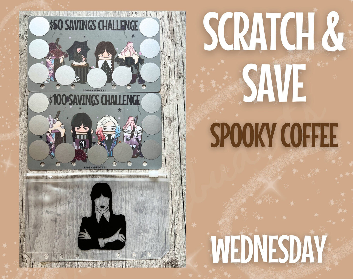 Spooky Coffee Scratch Off Savings Character Themed 50/100 Savings Set of 2