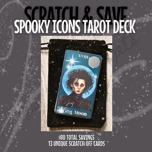 Spooky Icons Tarot Scratch Off Savings Laminated Card Deck Set of 13