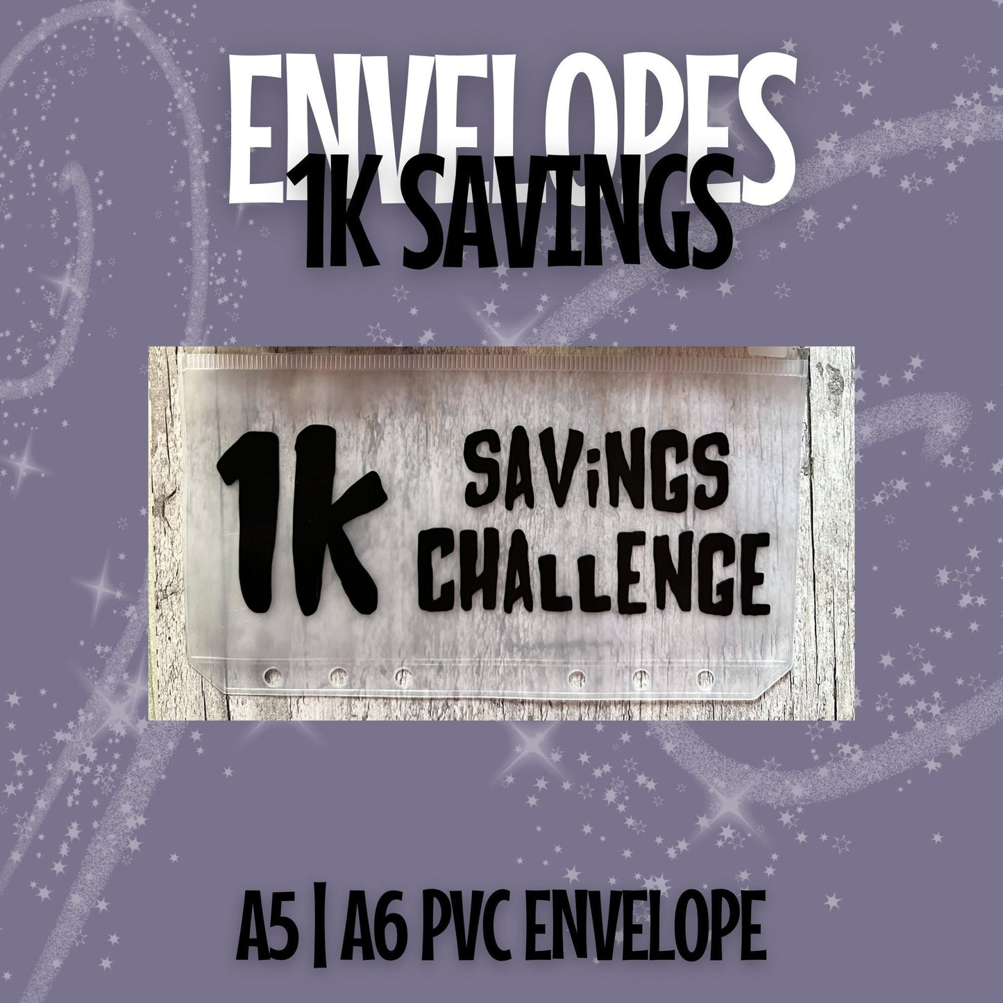 1k Savings Challenge Vinyl A6 A5 PVC Cash Envelope