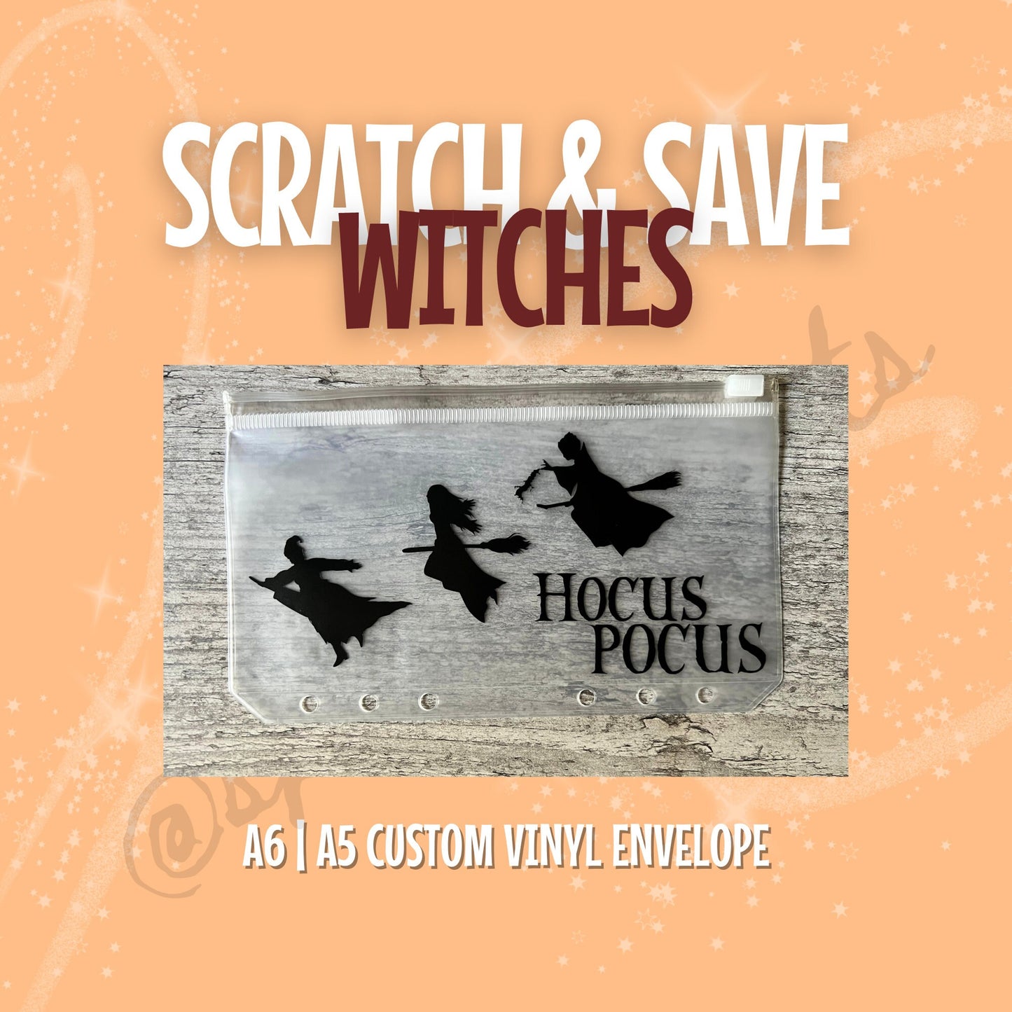 Witches Scratch & Save Challenge Laminated A6 A5 w/ Dashboard and Custom Vinyl Envelope