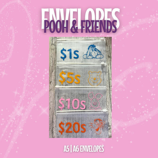 Bear & Friends A6 A5 Envelopes for Savings Challenge 1,5,10,20