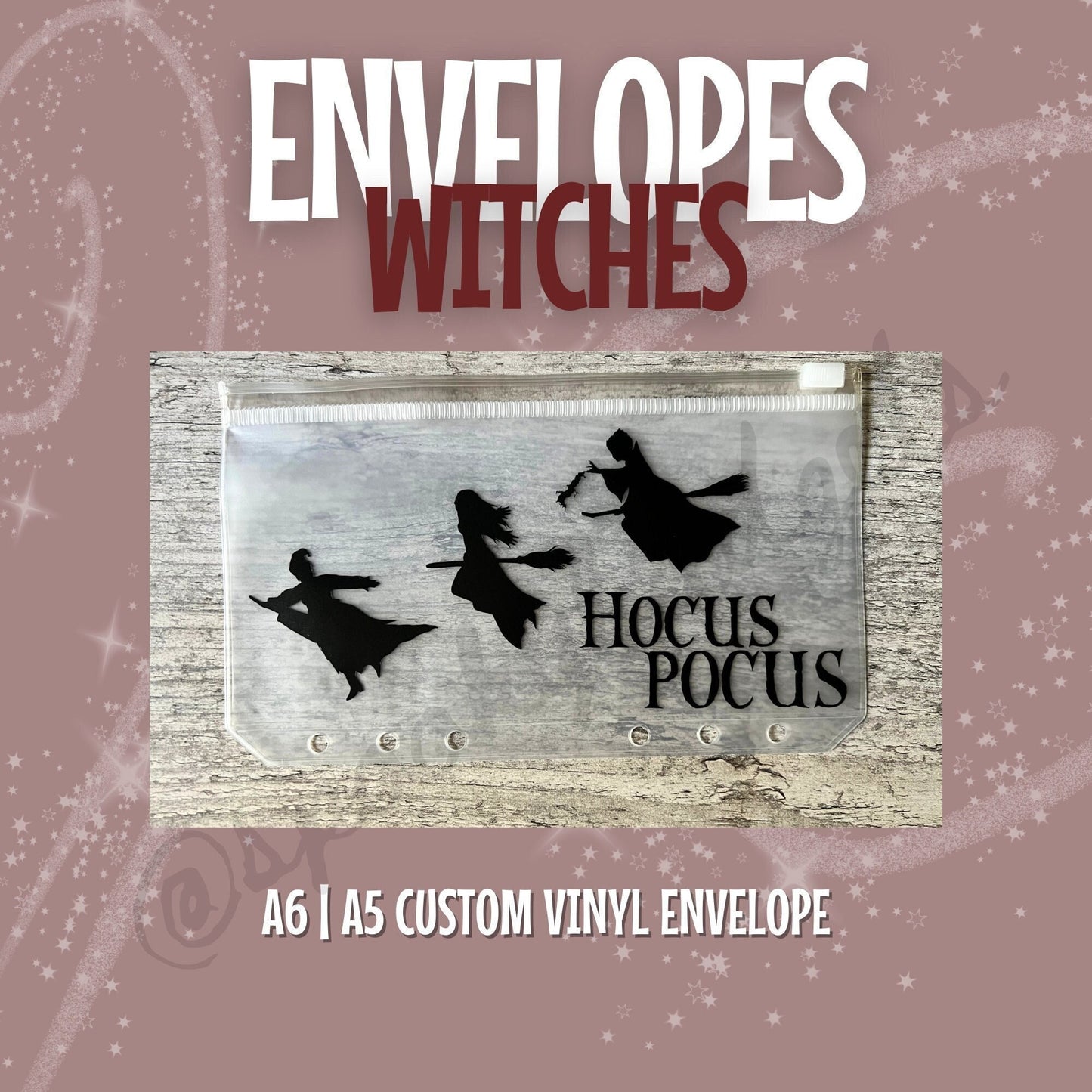 Witches Vinyl A6 A5 PVC Cash Envelope