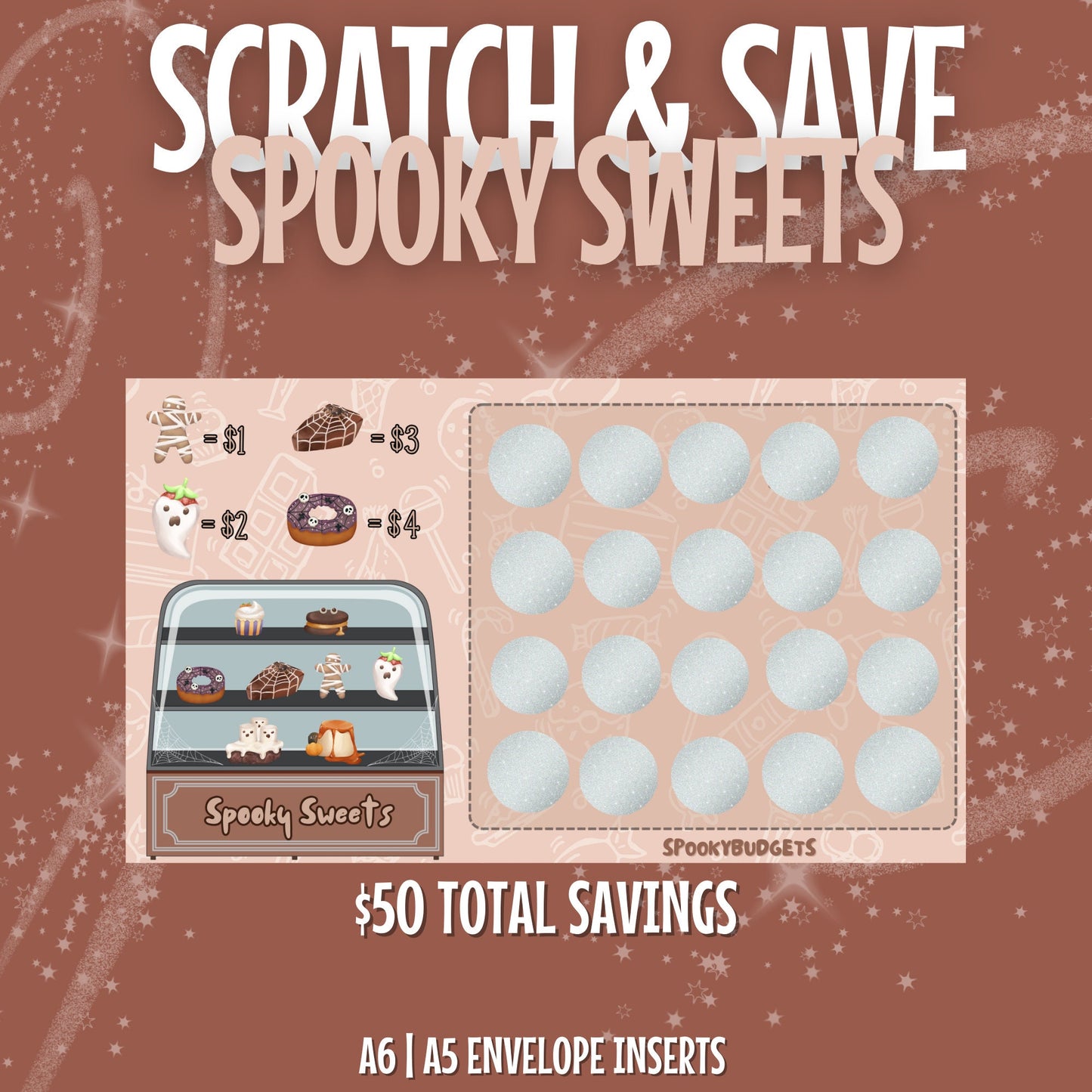 Spooky Sweets Scratch & Save Laminated Challenge A6 A5