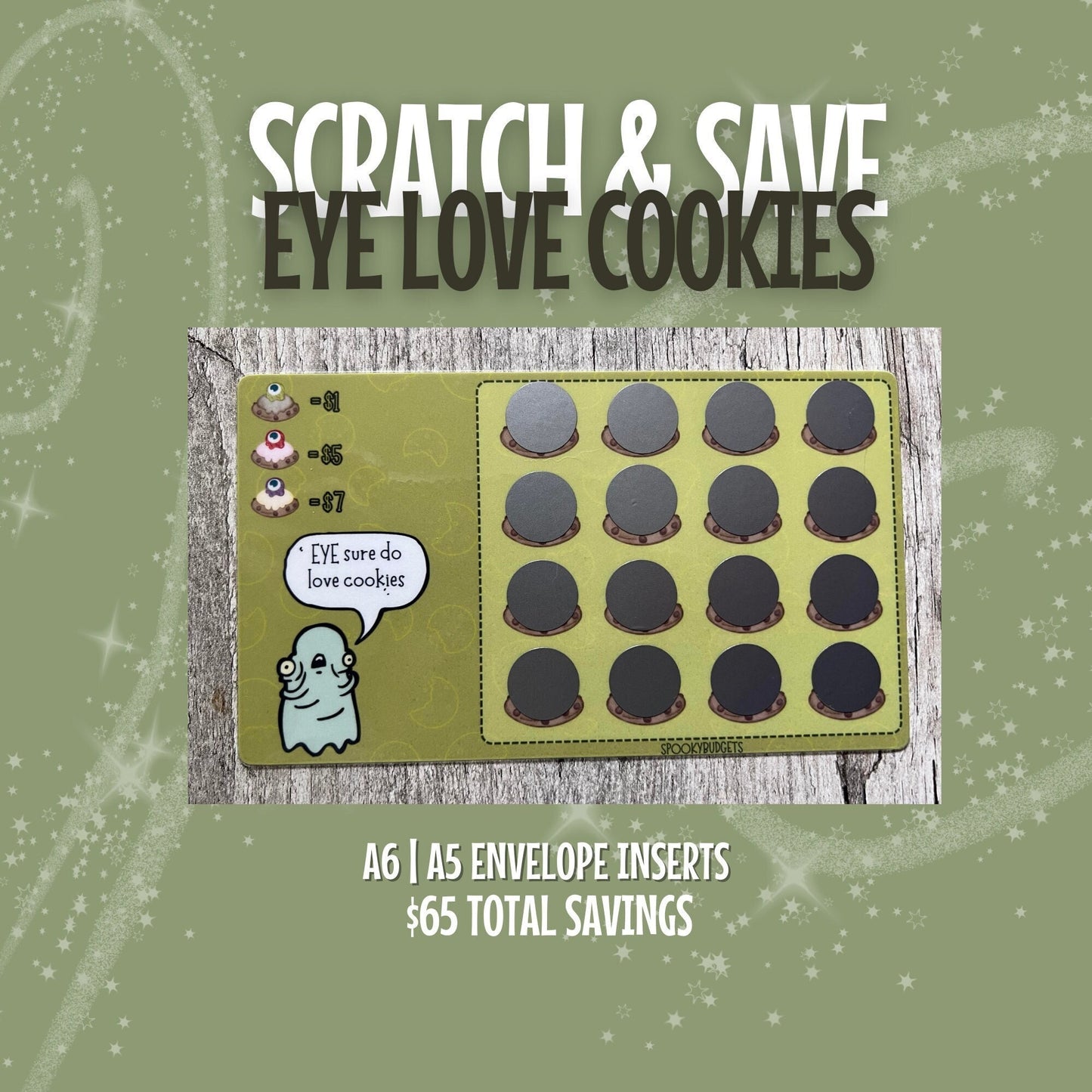 EYE Love Cookies Scratch & Save Laminated Challenge A6 A5