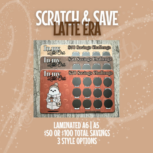 In My Latte Era Scratch & Save Cash Savings Challenge A6 A5 Laminated