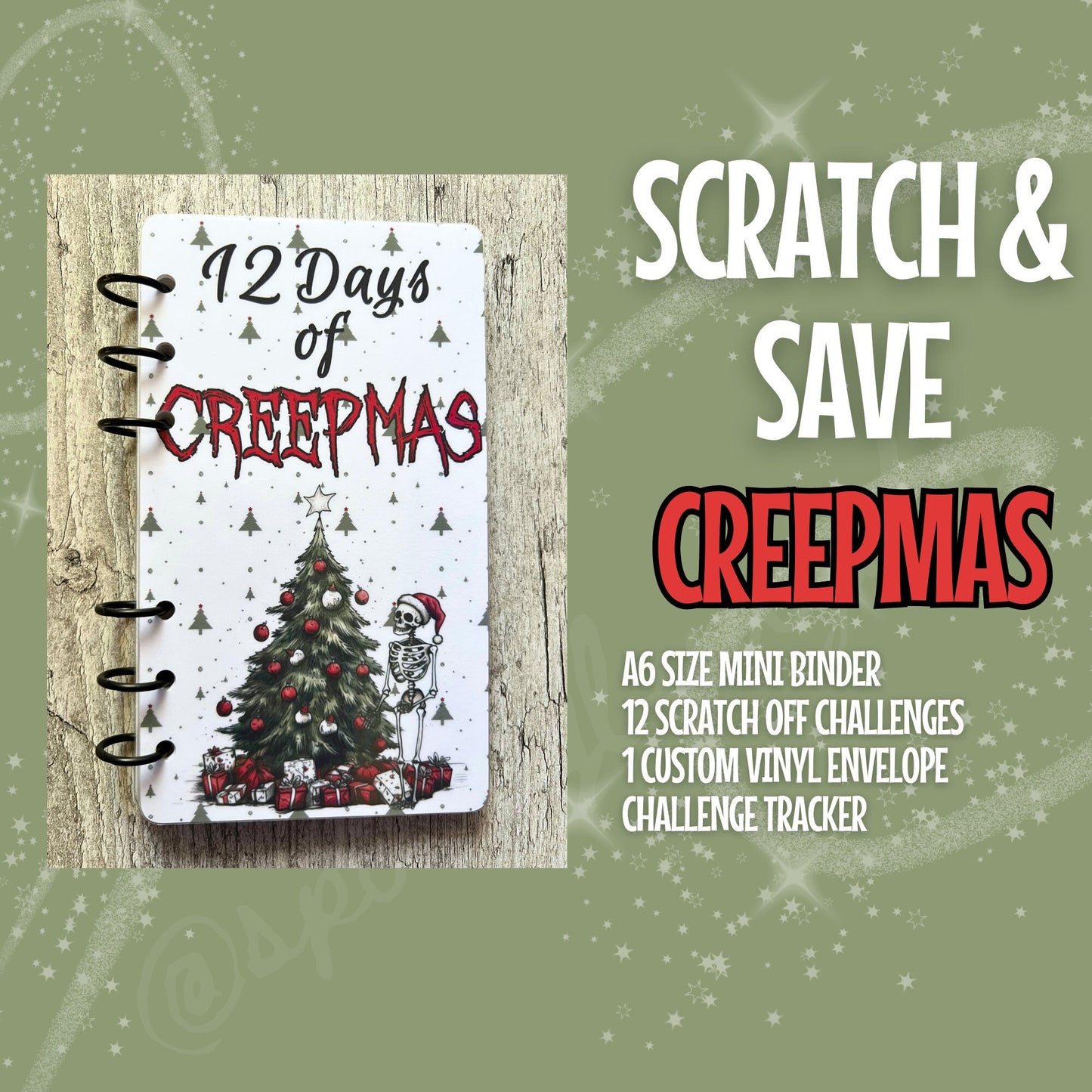 12 Days of Creepmas Savings Challenge A6 Mini Binder 300+ Savings