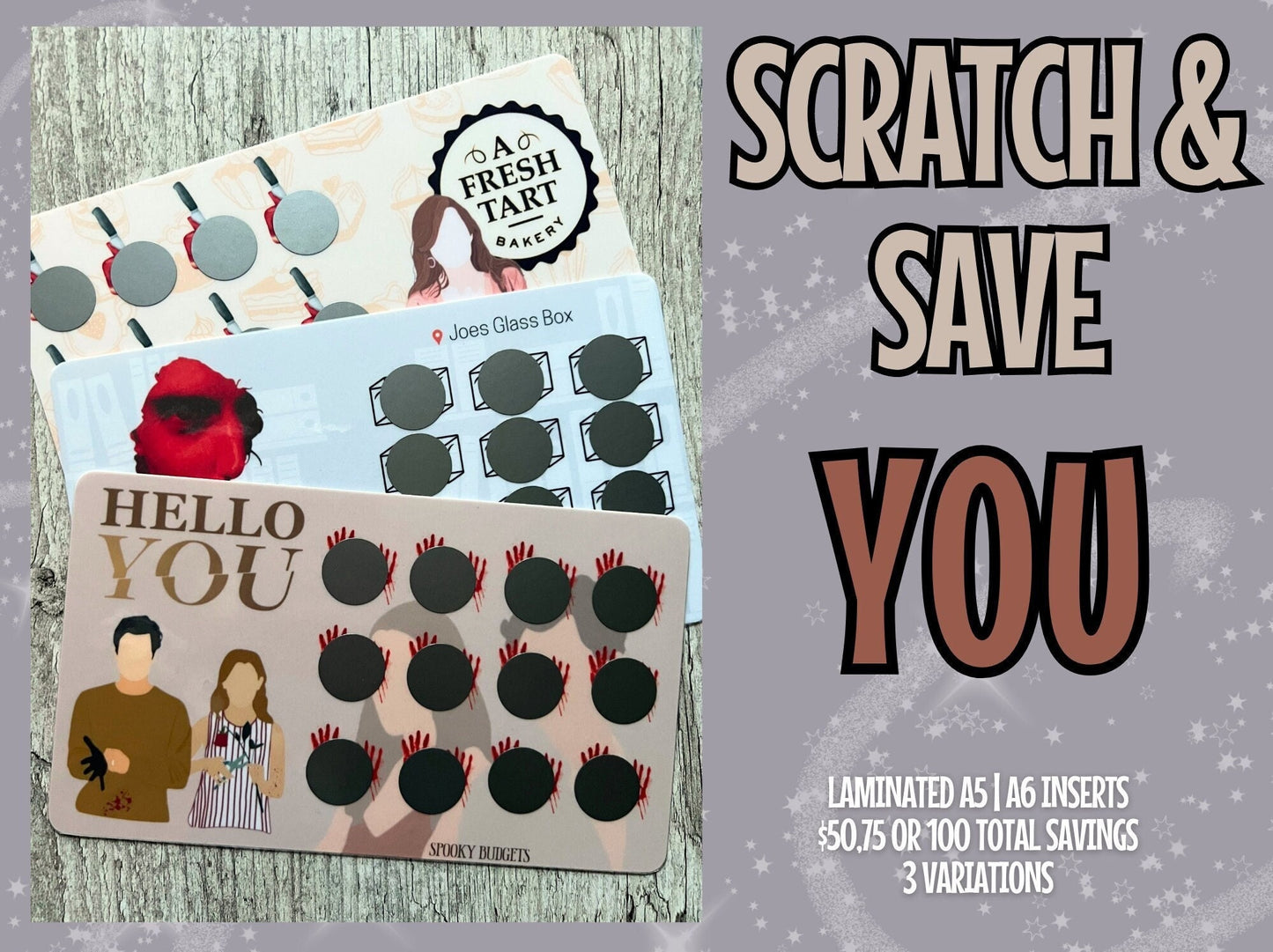 YOU Scratch & Save Cash Savings Challenge A6 A5 Laminated