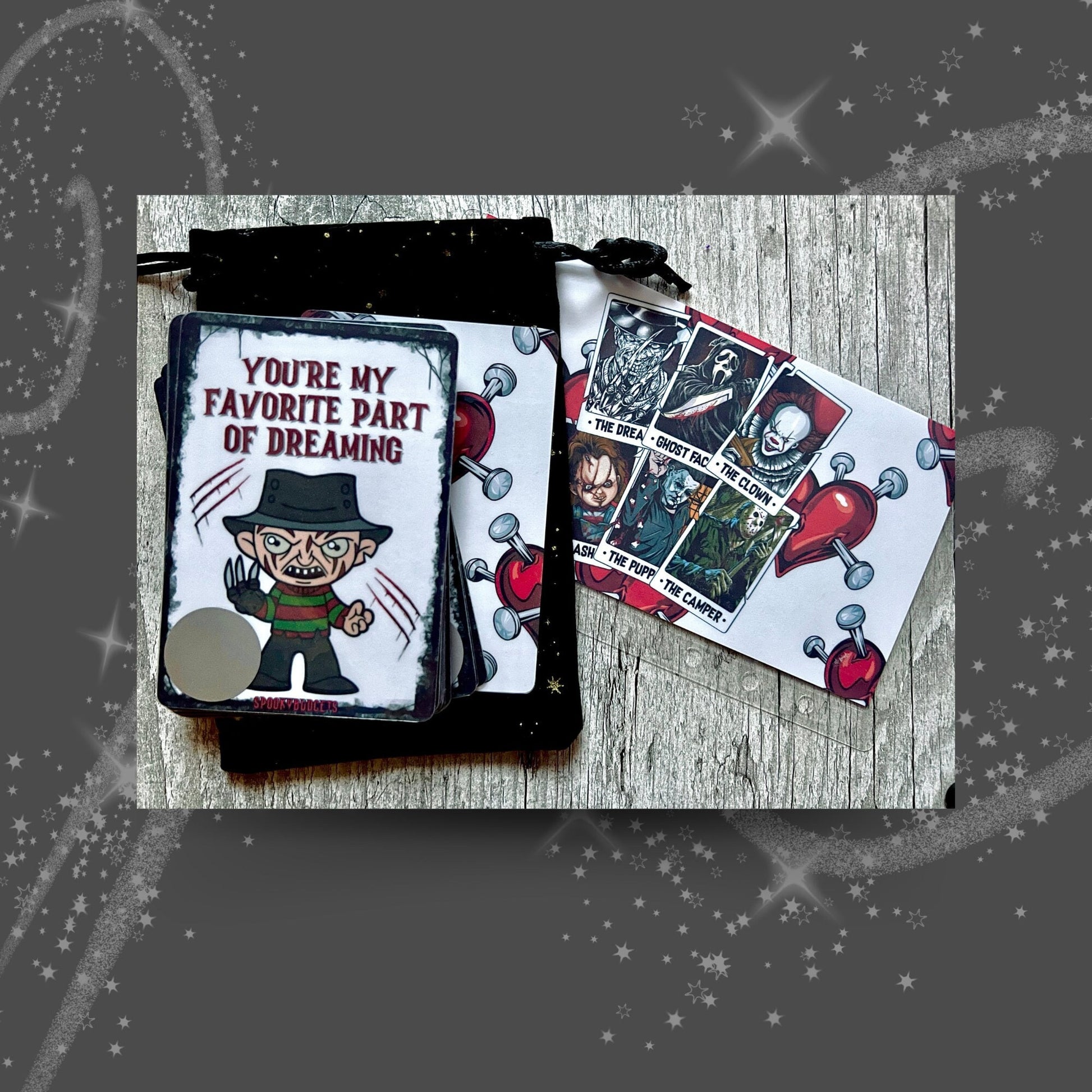 Spooky Icons Valentine's Day Card Deck Scratch Off Savings w/ Laminated A6 Envelope