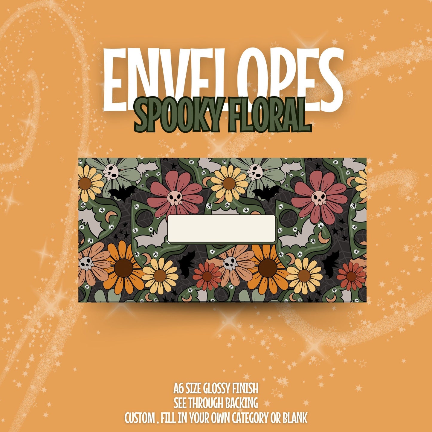 Spooky Floral Cash Envelope A6 Laminated Custom Categories