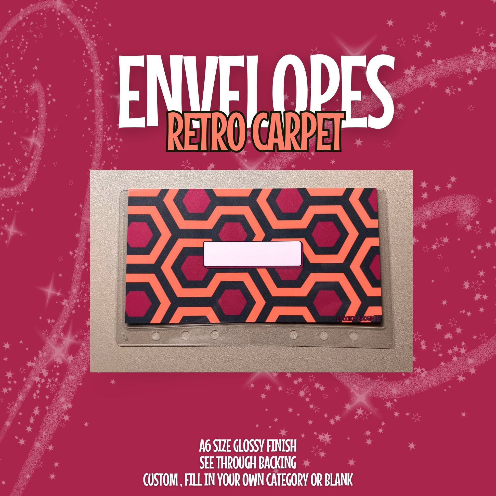 Retro Carpet Cash Envelope A6 Laminated Custom Categories