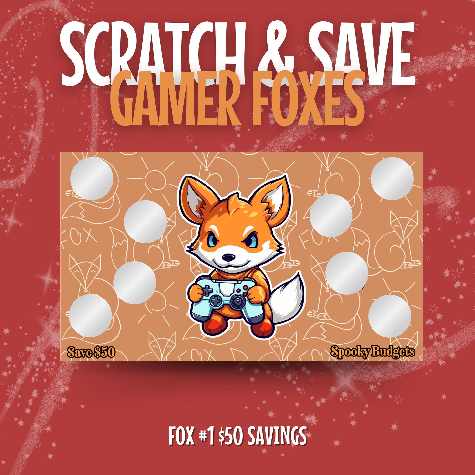 Gamer Foxes Scratch & Save Cash Savings Challenge A6 A5 Laminated