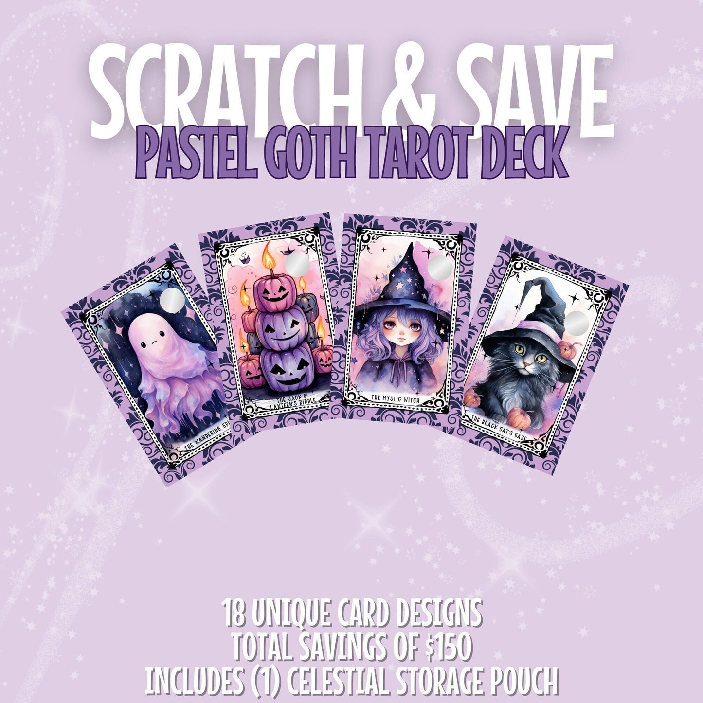 Pastel Goth Tarot Deck Scratch & Save w/ Dashboard 150 Total Savings