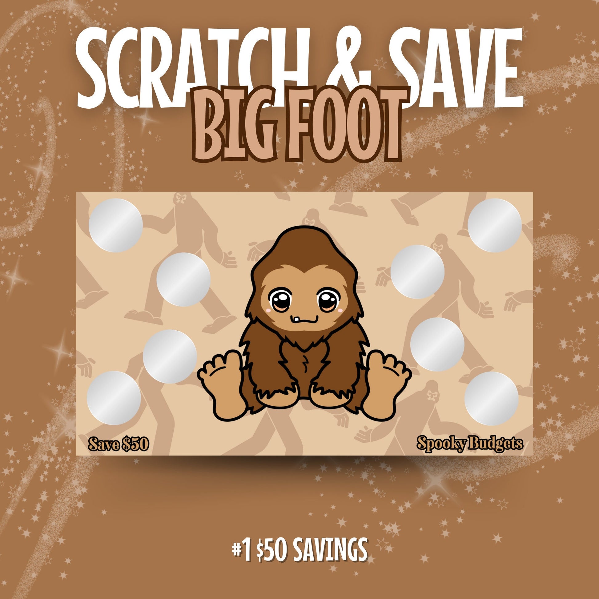 Bigfoot Scratch & Save Cash Savings Challenge A6 A5 Laminated